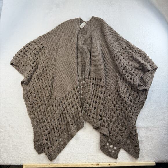 Soft Surroundings OS Sweater Cardigan Knit Shawl Wrap Poncho Boho Brown Cozy - Picture 2 of 7
